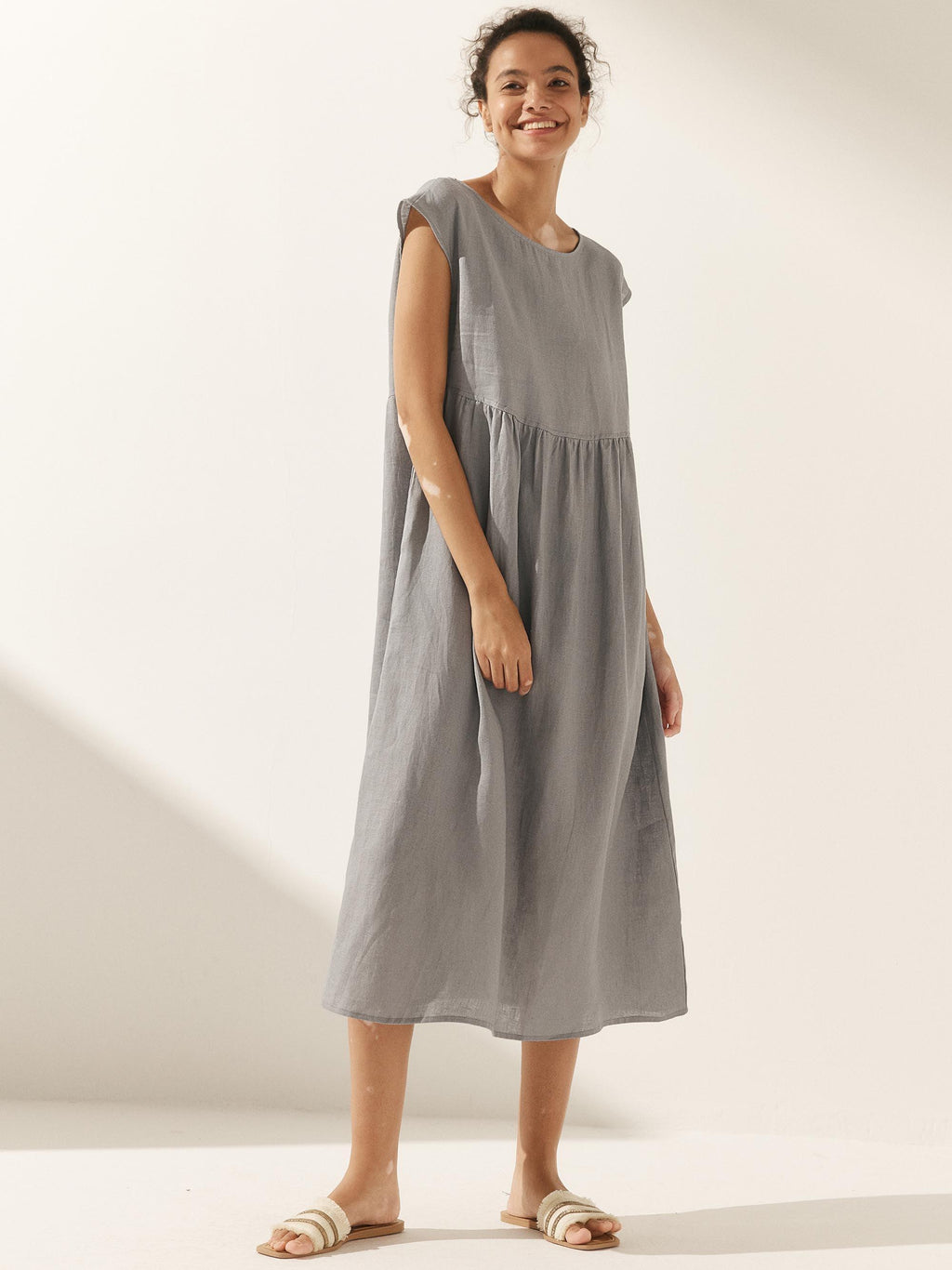 Cap Sleeve Washed Midi Dress