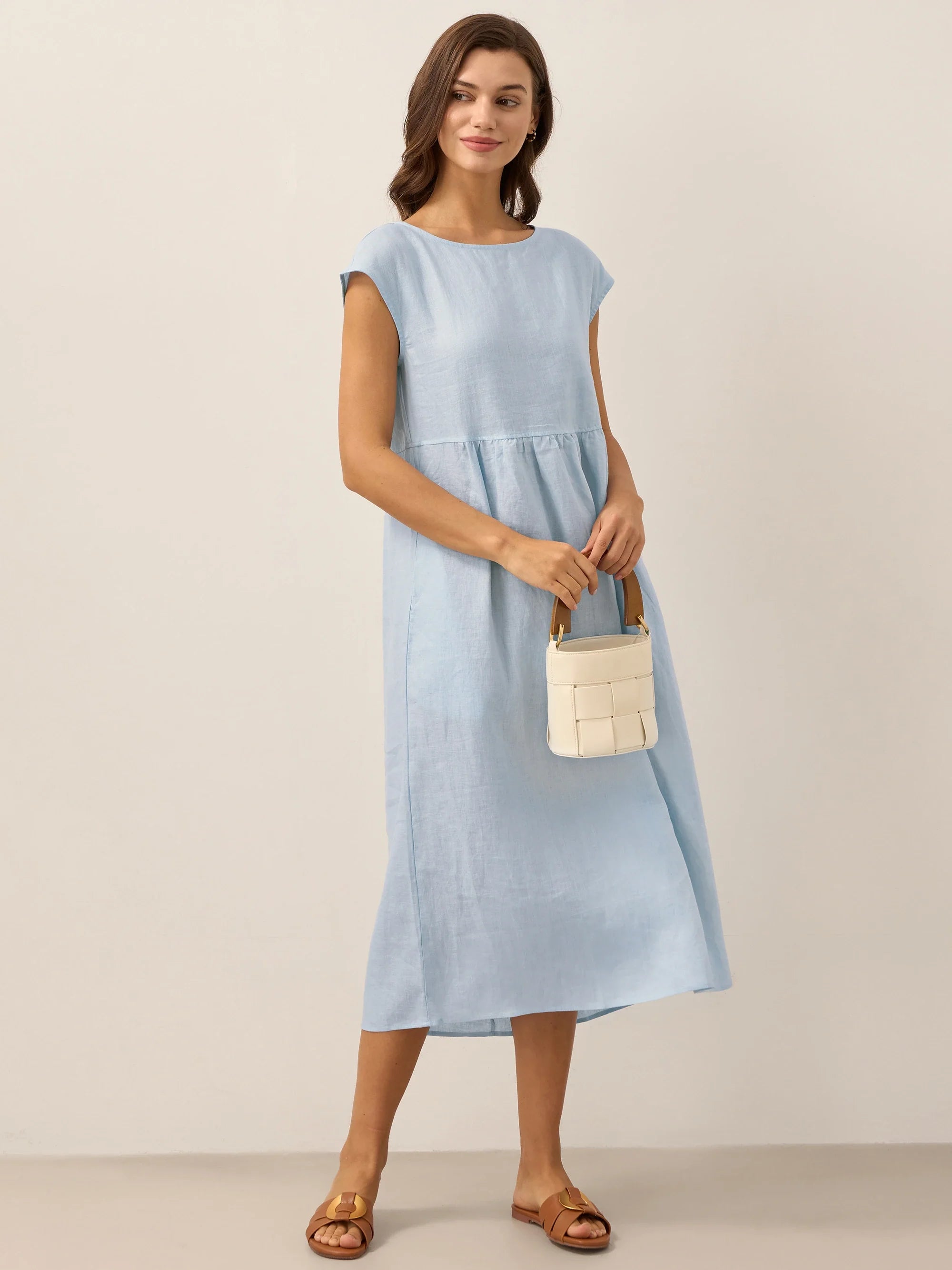 Cap Sleeve Washed Midi Dress