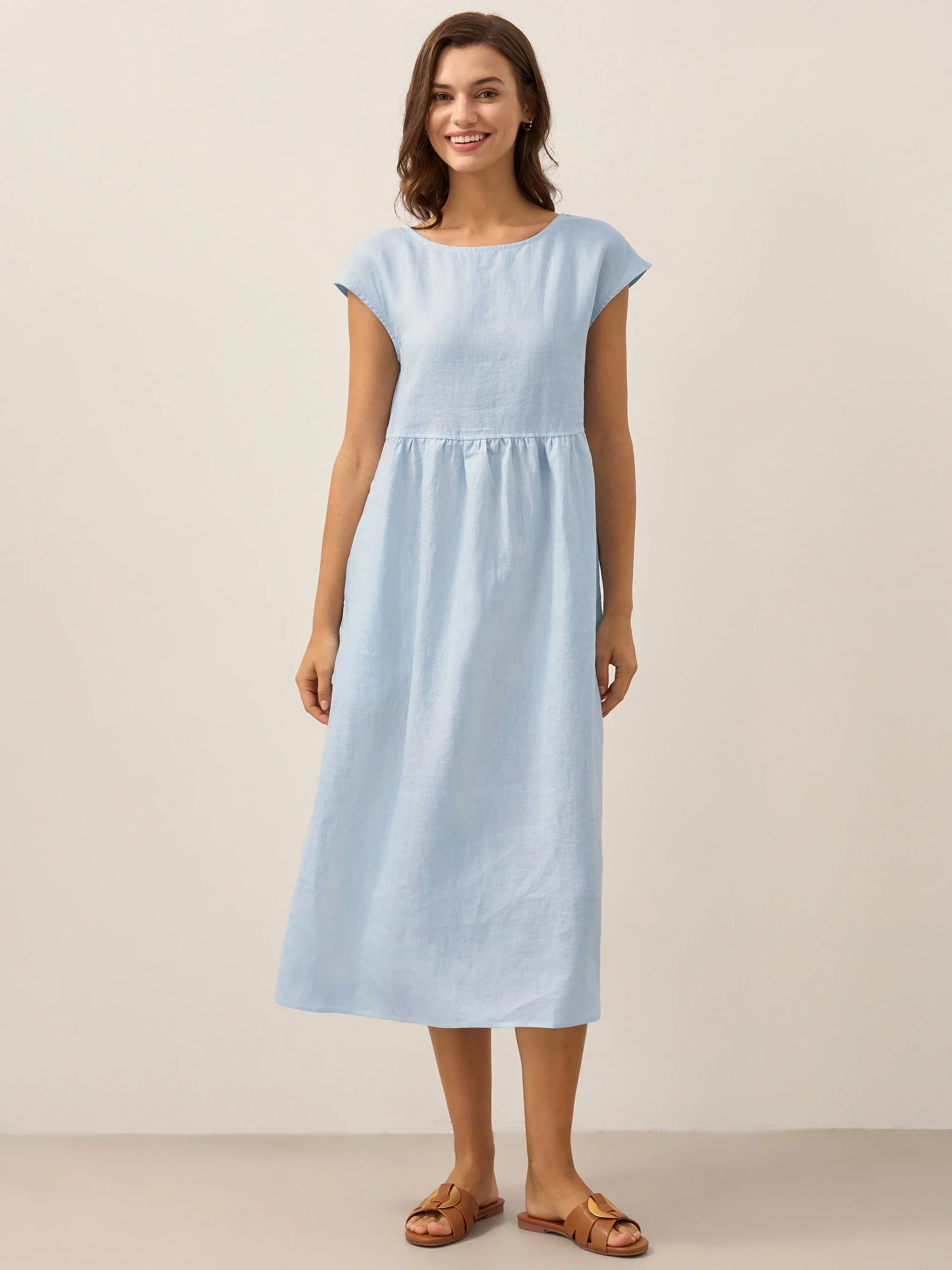 Cap Sleeve Washed Midi Dress