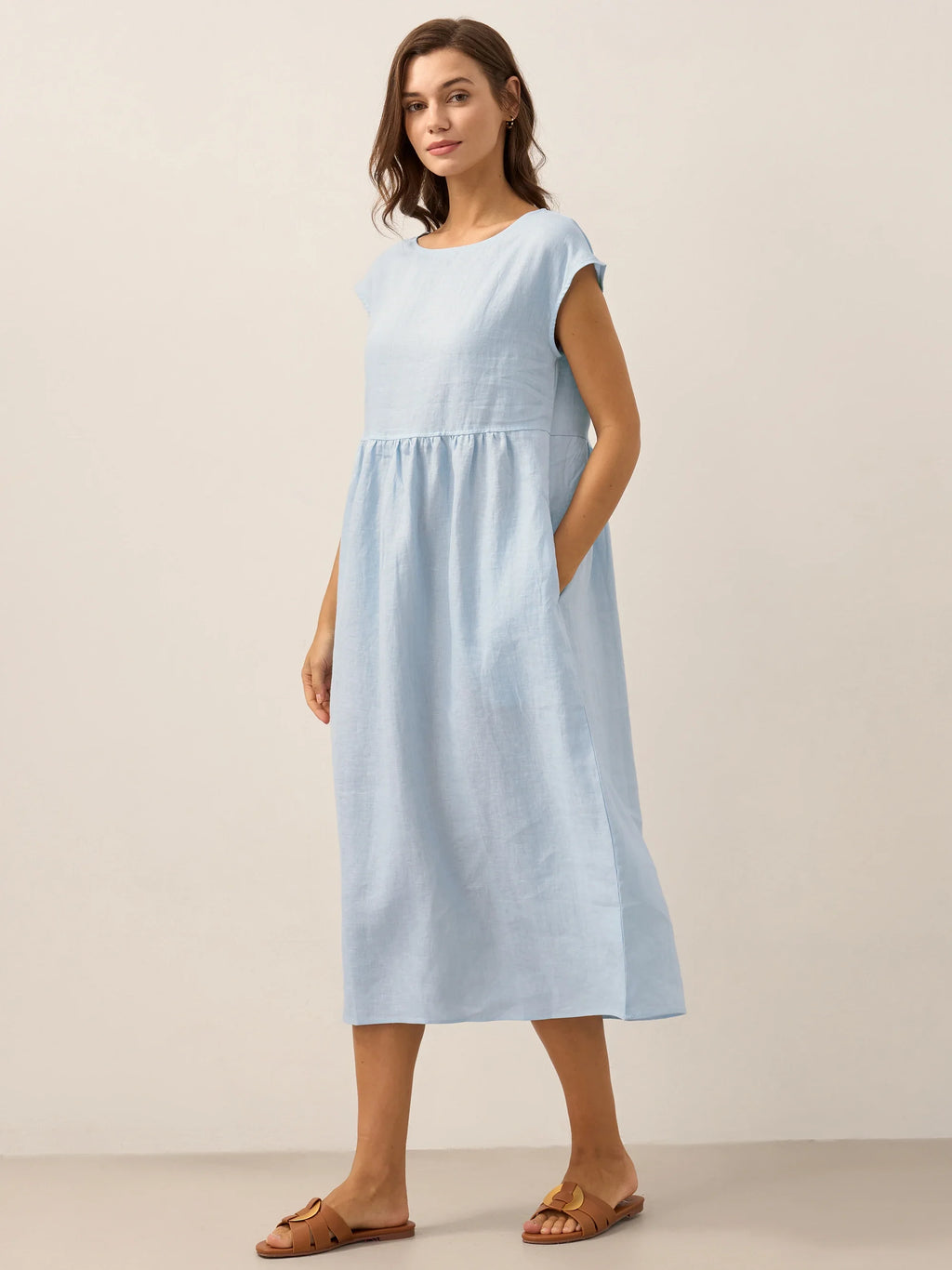 Cap Sleeve Washed Midi Dress