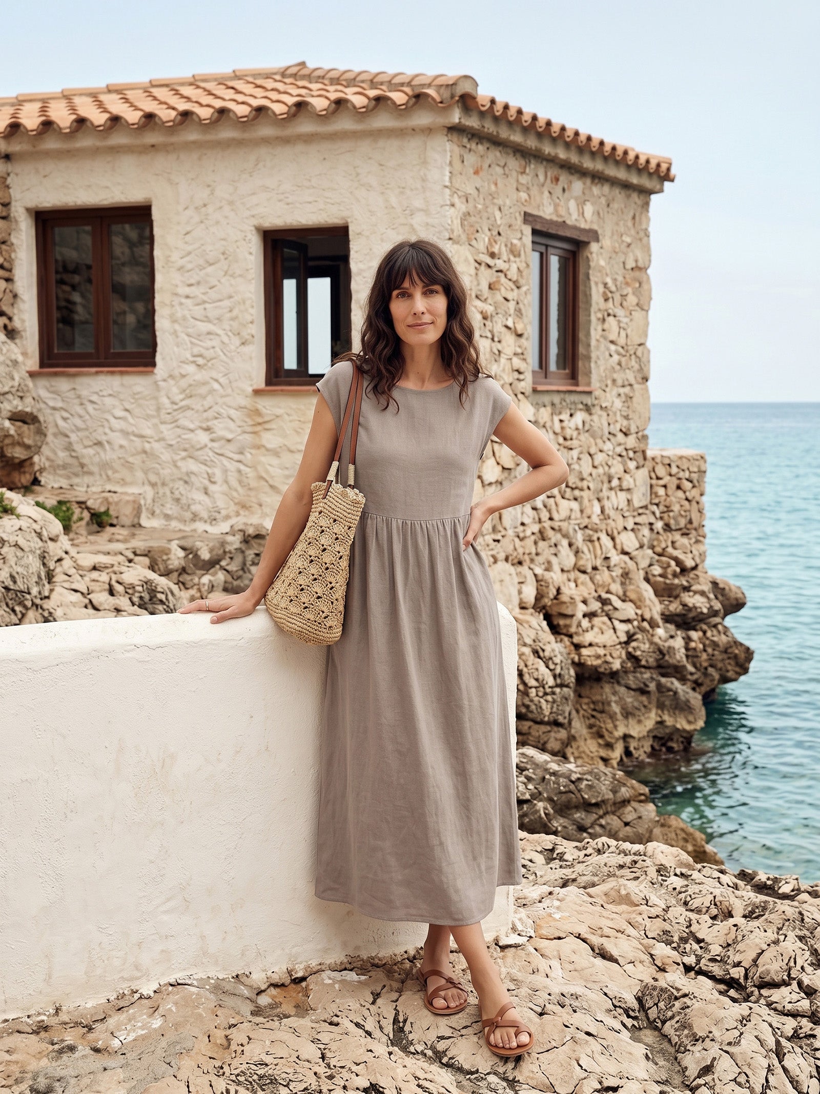 Cap Sleeve Washed Midi Dress