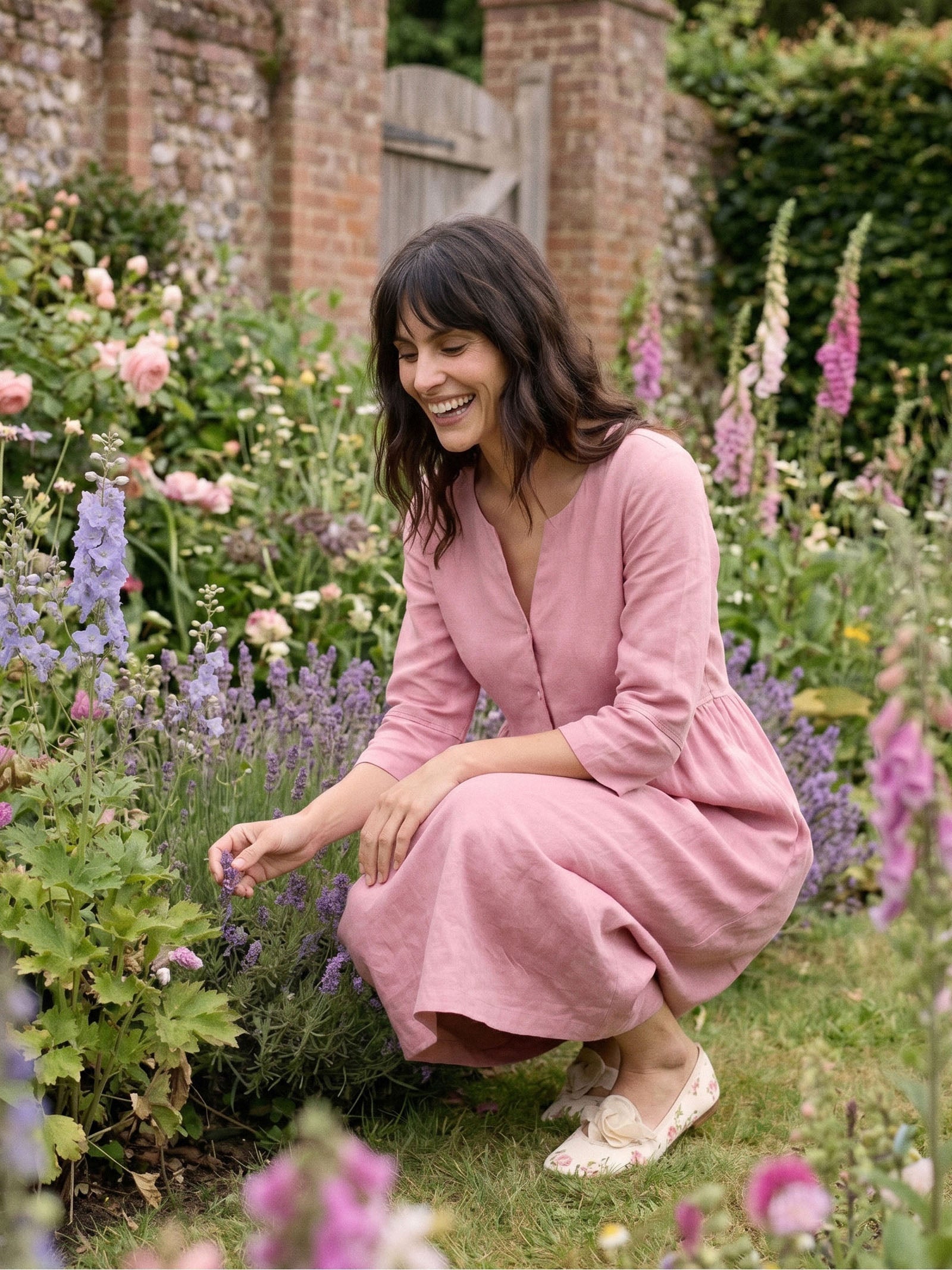 Loose Fit Button Waist Gathered Midi Dress