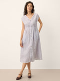 Striped Tailored Cap Sleeve Midi Dress