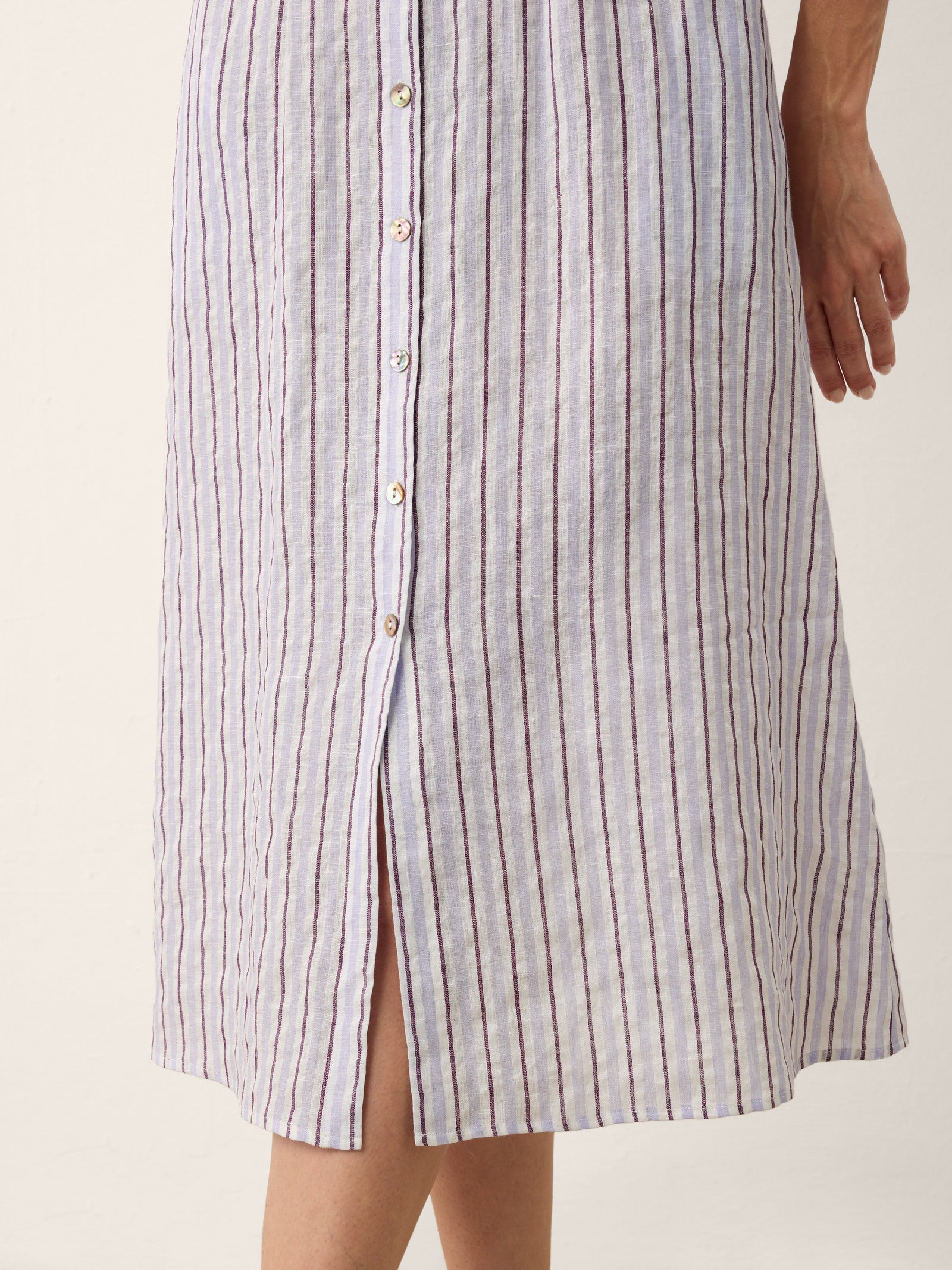 Striped Tailored Cap Sleeve Midi Dress
