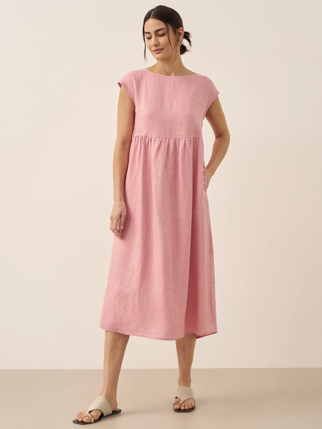 Cap Sleeve Washed Midi Dress
