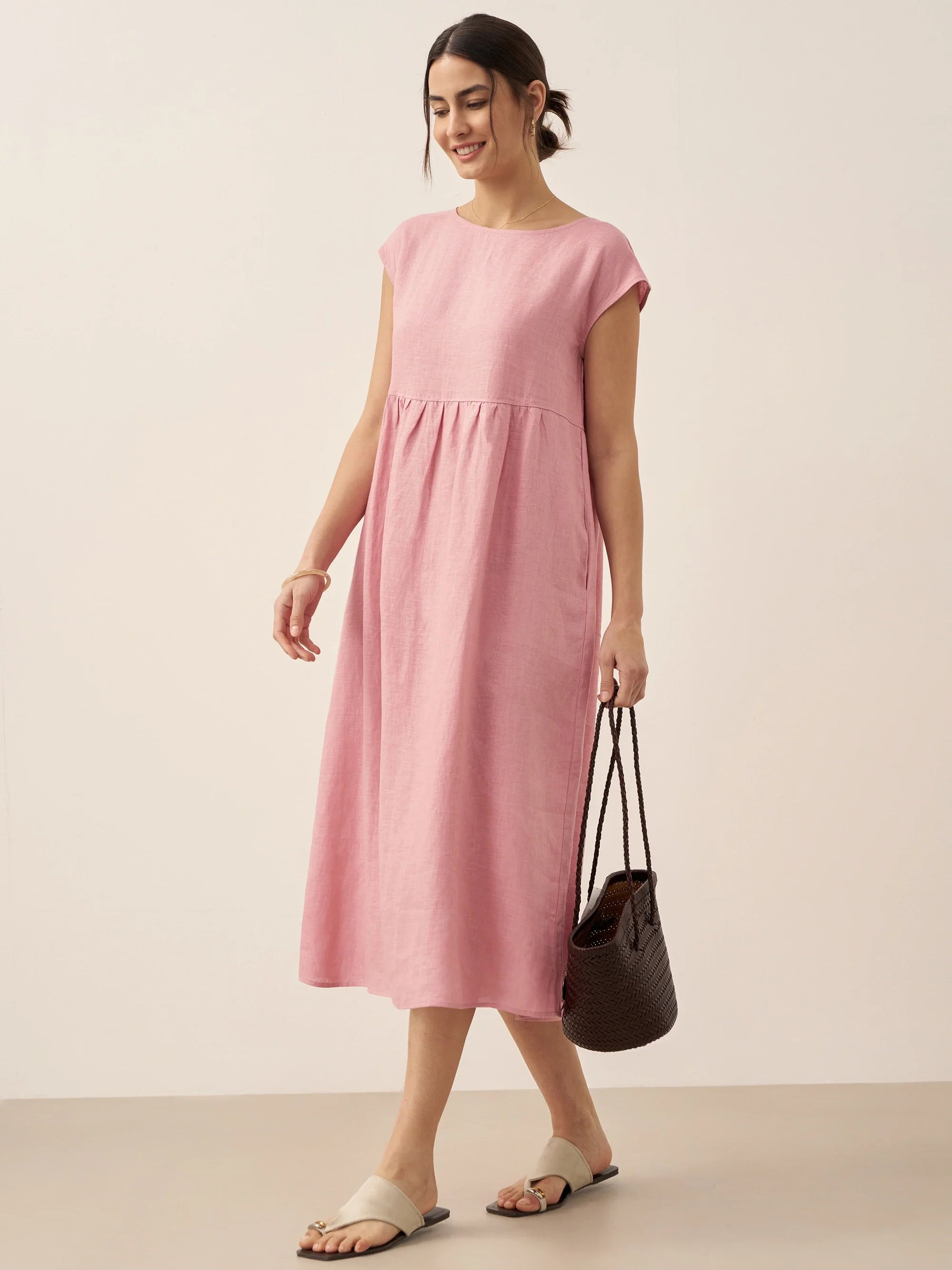 Cap Sleeve Washed Midi Dress