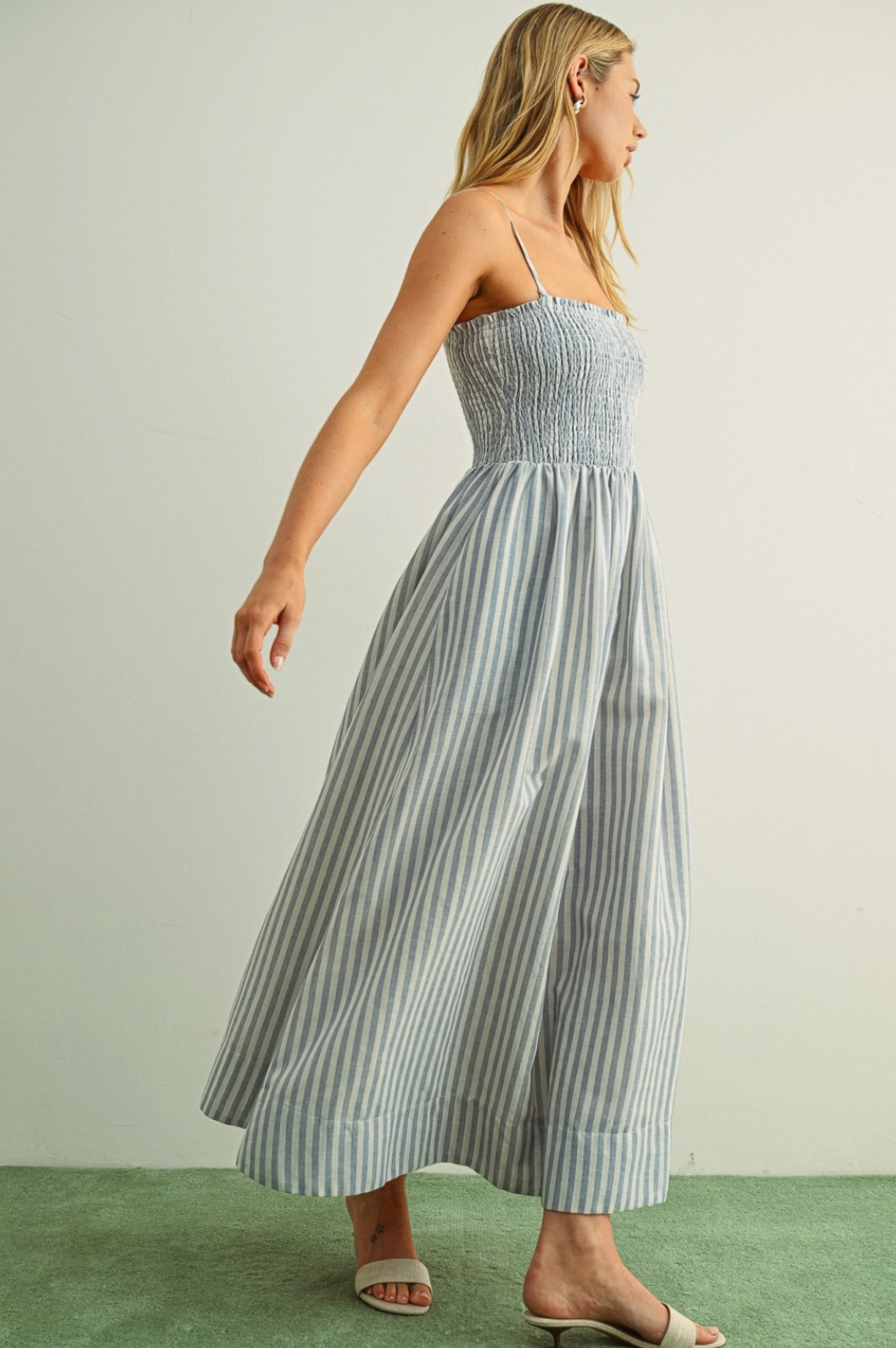 Striped Smocked Maxi Dress